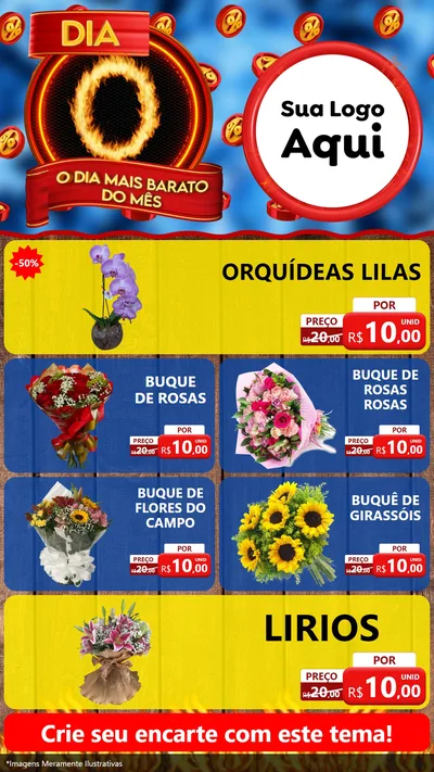 Modelo de TV para TV Vertical com o tema Dia O - O Dia Mais Barato Do Mês para Floricultura e jardim