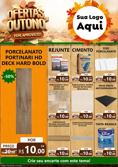 Modelo de Encarte para Encarte A4 Vertical com o tema Ofertas de Outono - Vem, Aproveite! para Pisos e revestimentos