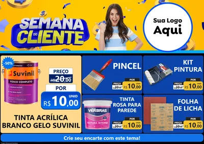 Modelo de Encarte para Encarte A4 Horizontal com o tema Semana do Cliente para Tintas e Ferramentas