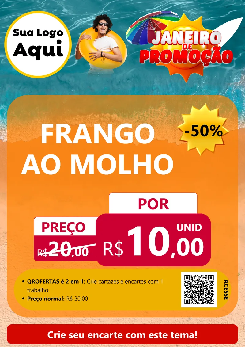 Modelo de Cartaz para Cartaz A4 Vertical com o tema Janeiro de Promoção para Restaurante