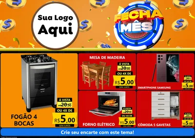 Modelo de Encarte para Encarte A4 Horizontal com o tema Fecha Mês para Móveis e Eletro