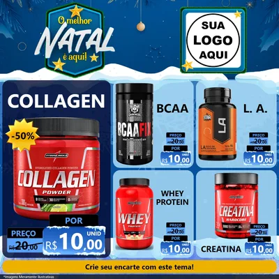 Modelo de Rede Social para Feed Facebook com o tema O Melhor Natal É Aqui! para Suplementos alimentares