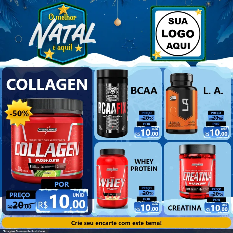Modelo de Rede Social para Feed Facebook com o tema O Melhor Natal É Aqui! para Suplementos alimentares