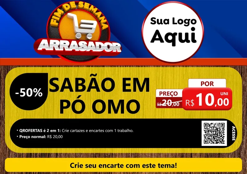 Modelo de Cartaz para Cartaz A4 Horizontal com o tema Fim De Semana Arrasador para Produtos de Limpeza