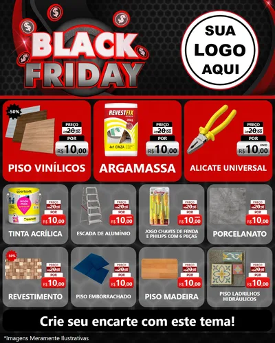 Modelo de Rede Social para Feed Instagram com o tema Black Friday para Material para Construção