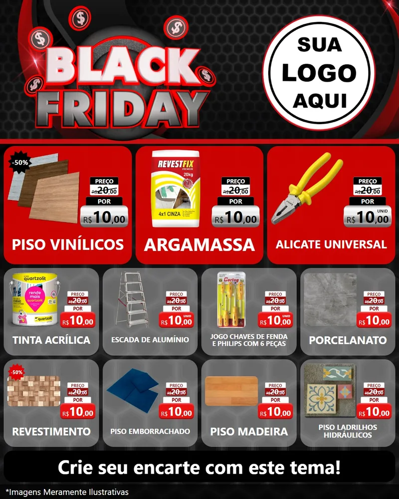 Modelo de Rede Social para Feed Instagram com o tema Black Friday para Material para Construção