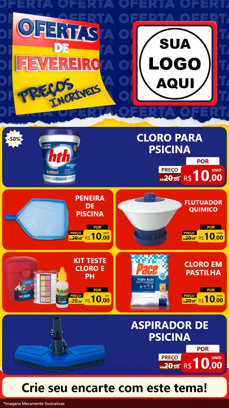 Modelo de TV para TV Vertical com o tema Ofertas de Fevereiro - Preços Incríveis para Produtos para Piscina