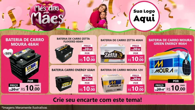 Modelo de TV para TV Horizontal com o tema Mês das Mães para Baterias Elétricas