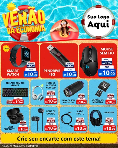 Modelo de Rede Social para Feed Instagram com o tema Verão da Economia para Informática
