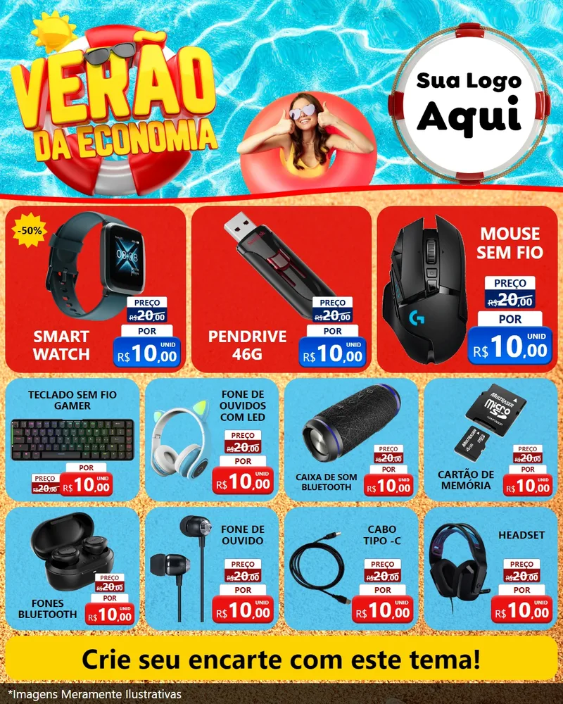 Modelo de Rede Social para Feed Instagram com o tema Verão da Economia para Informática