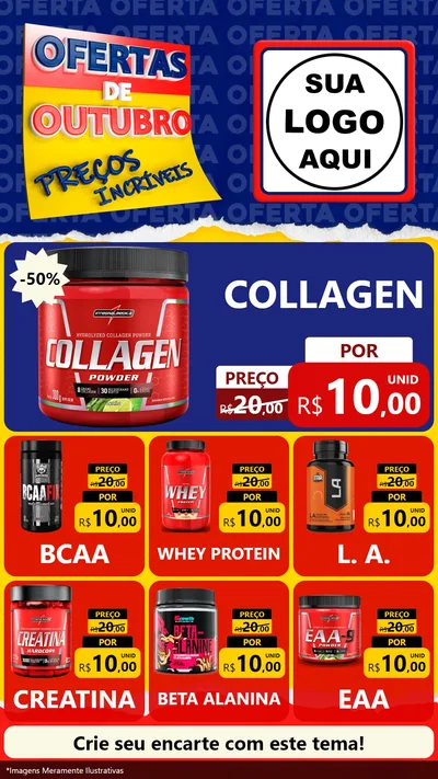 Modelo de Rede Social para Stories com o tema Ofertas de Outubro - Preços Incríveis para Suplementos alimentares
