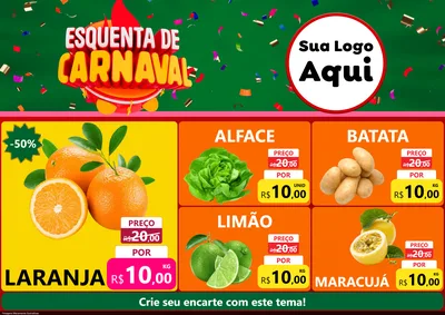 Modelo de Encarte para Encarte A4 Horizontal com o tema Esquenta de Carnaval para Hortifrúti