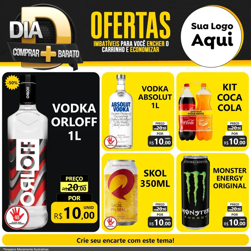 Modelo de Rede Social para Feed Facebook com o tema Dia D Mais Economia para Distribuidora de bebidas