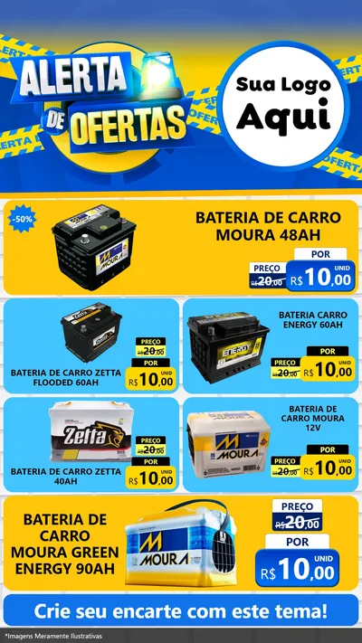 Modelo de TV para TV Vertical com o tema Alerta de Ofertas para Baterias Elétricas