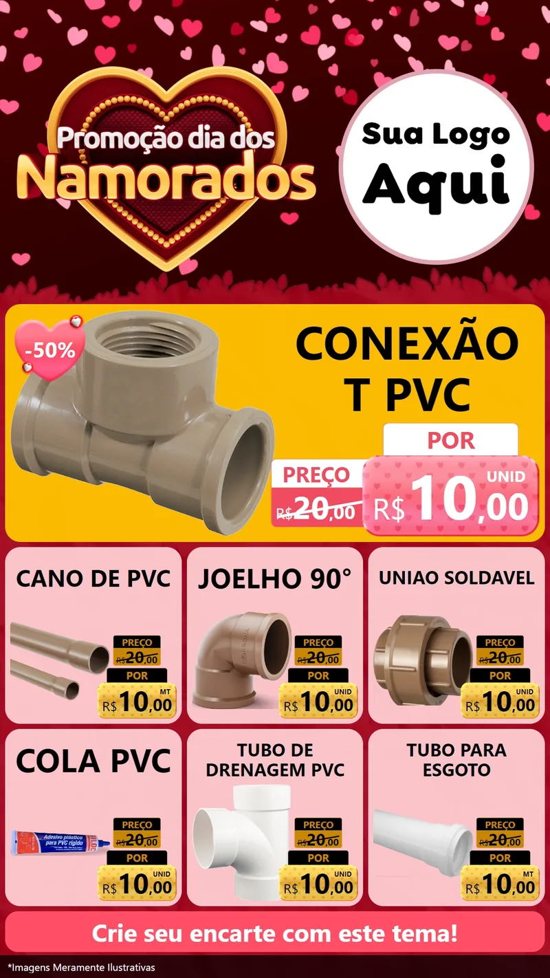 Modelo de Rede Social para Stories com o tema Promoção Dia Dos Namorados para Tubos e conexões