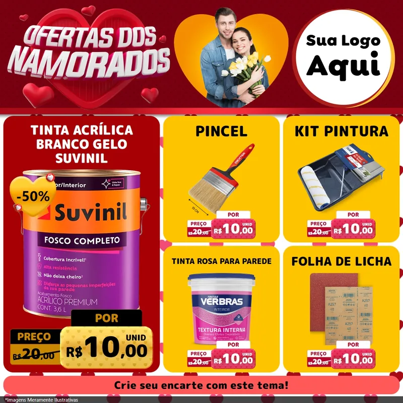Modelo de Rede Social para Feed Facebook com o tema Ofertas Dos Namorados para Tintas e Ferramentas