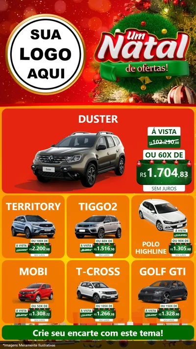 Modelo de Rede Social para Stories com o tema Um Natal de Ofertas para Concessionaria de Carros