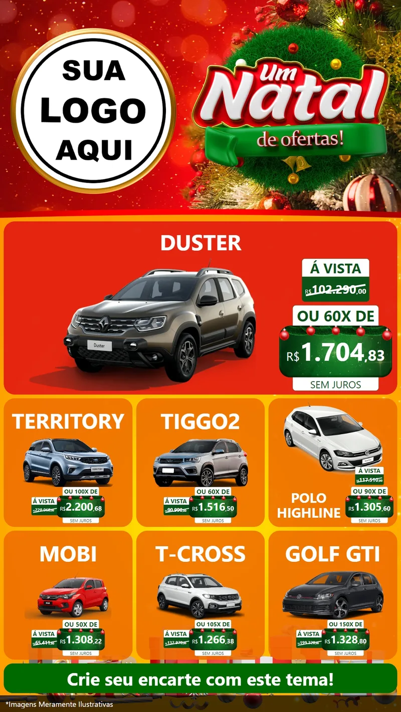 Modelo de Rede Social para Stories com o tema Um Natal de Ofertas para Concessionaria de Carros