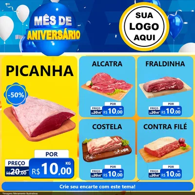 Modelo de Rede Social para Feed Facebook com o tema Mês de Aniversário para Açougue