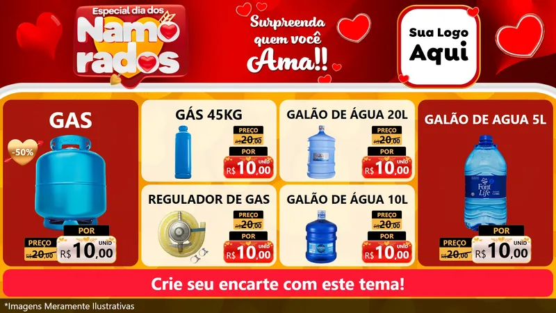 Modelo de TV para TV Horizontal com o tema Especial Dia dos Namorados para Água e gás