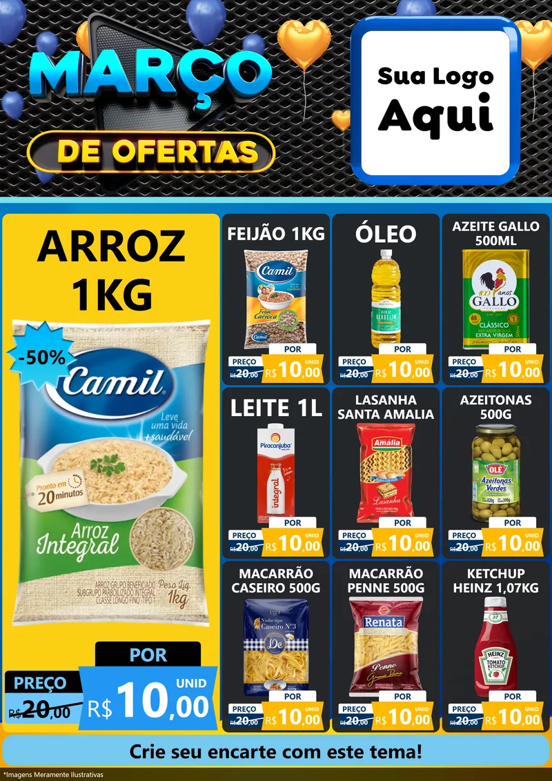 Modelo de Encarte para Encarte A4 Vertical com o tema Março de Ofertas para Supermercado