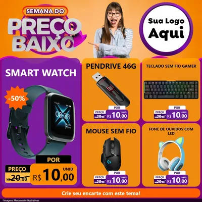 Modelo de Rede Social para Feed Facebook com o tema Semana do Preço Baixo para Informática