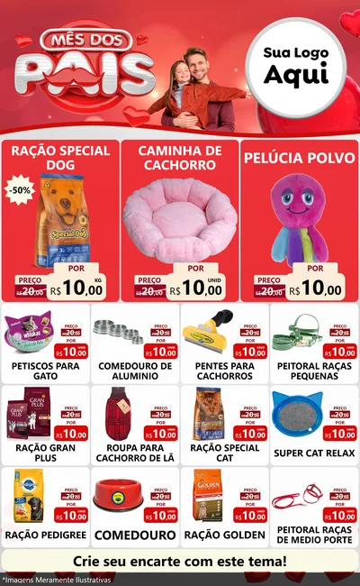 Modelo de Encarte para Encarte Grande com o tema Mês dos Pais para Pet Shop