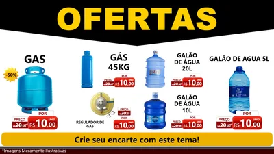 Modelo de TV para TV Horizontal com o tema Ofertas Preto e Vermelho Cartaz para Água e gás