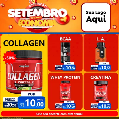 Modelo de Rede Social para Feed Facebook com o tema Operação Setembro Com Muita Economia para Suplementos alimentares