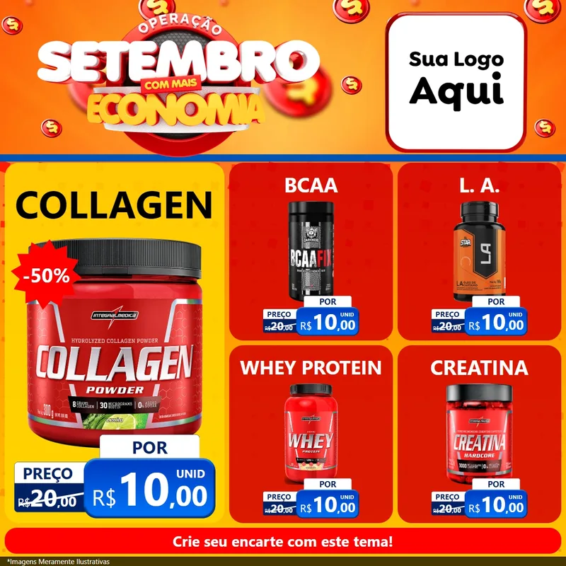 Modelo de Rede Social para Feed Facebook com o tema Operação Setembro Com Muita Economia para Suplementos alimentares