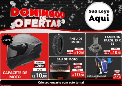 Modelo de Encarte para Encarte A4 Horizontal com o tema Domingou de Ofertas para Moto peças