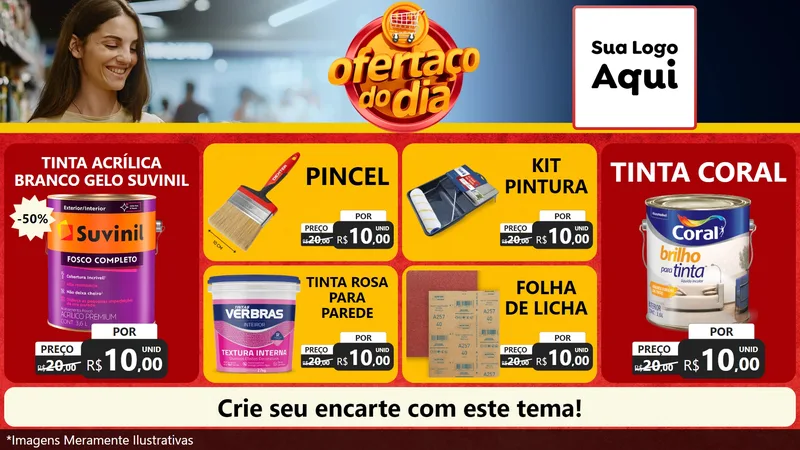 Modelo de TV para TV Horizontal com o tema Ofertaço Do Dia para Tintas e Ferramentas