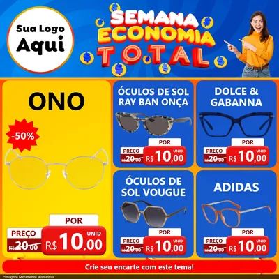 Modelo de Rede Social para Feed Facebook com o tema Semana Economia Total para Óticas