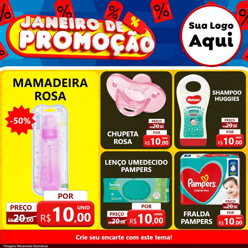 Modelo de Rede Social para Feed Facebook com o tema Janeiro de Promoção para Bebês