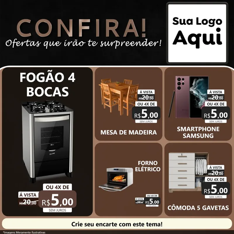 Modelo de Rede Social para Feed Facebook com o tema Confira! Ofertas que irão te surpreender! para Móveis e Eletro