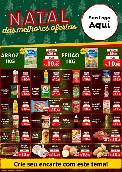 Modelo de Encarte para Encarte A4 Vertical com o tema Natal das Melhores Ofertas para Supermercado