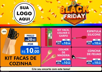 Modelo de Encarte para Encarte A4 Horizontal com o tema Black Friday para Utilidades Domésticas