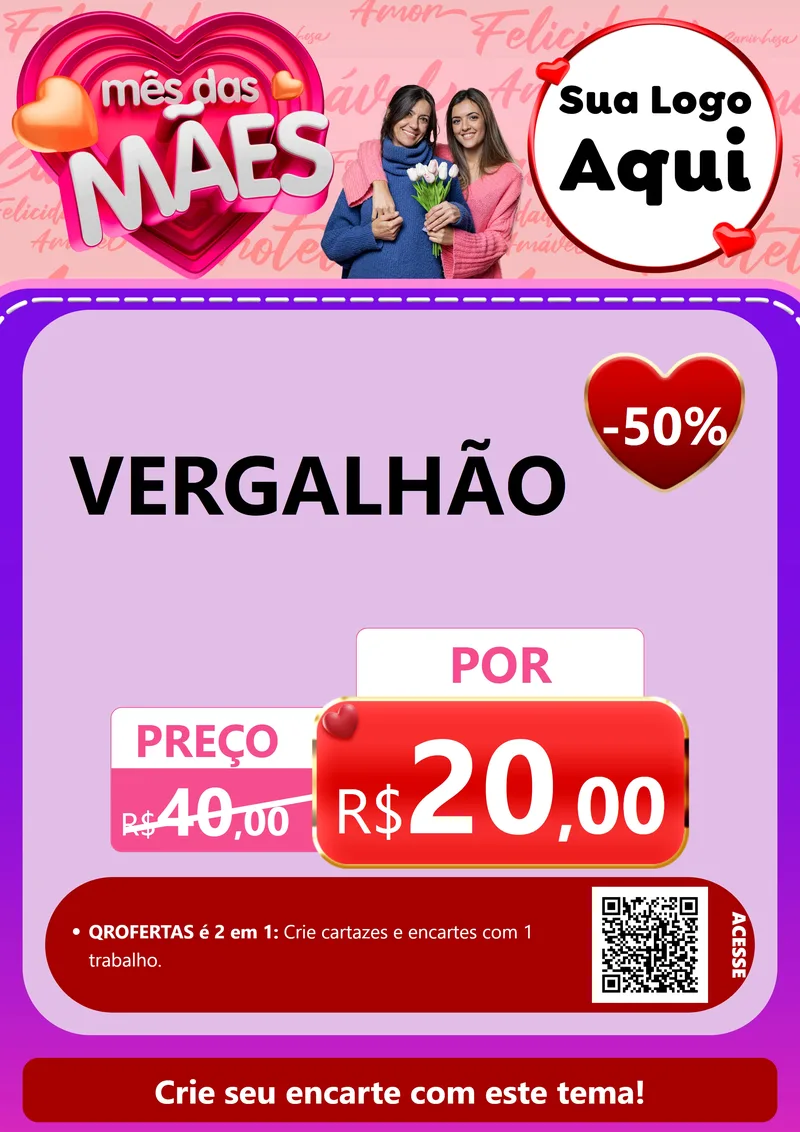 Modelo de Cartaz para Cartaz A4 Vertical com o tema Mês Das Mães para Ferragens