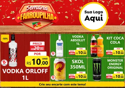 Modelo de Encarte para Encarte A4 Horizontal com o tema Semana Farroupilha para Distribuidora de bebidas