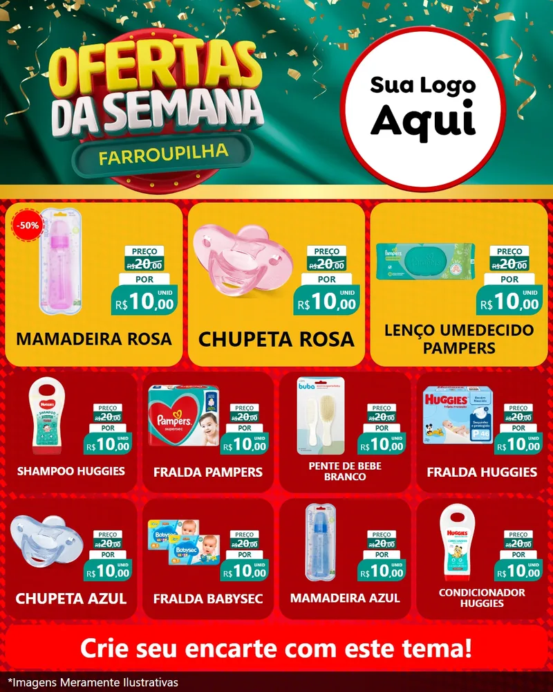 Modelo de Rede Social para Feed Instagram com o tema Ofertas da Semana Farroupilha para Bebês
