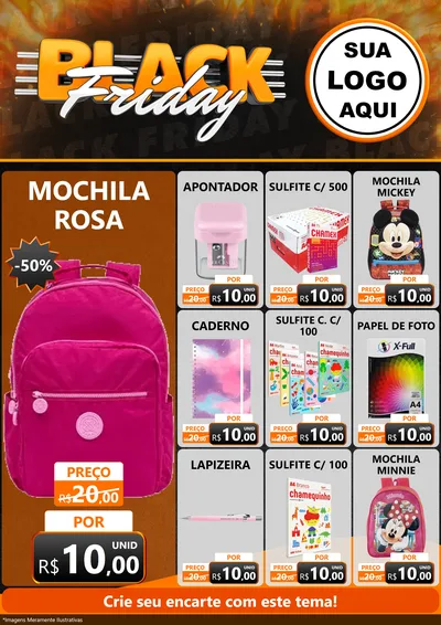 Modelo de Encarte para Encarte A4 Vertical com o tema Black Friday para Papelaria