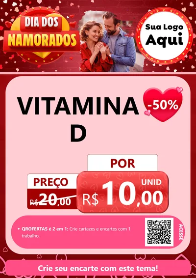 Modelo de Cartaz para Cartaz A4 Vertical com o tema Dia Dos Namorados para Farmácia