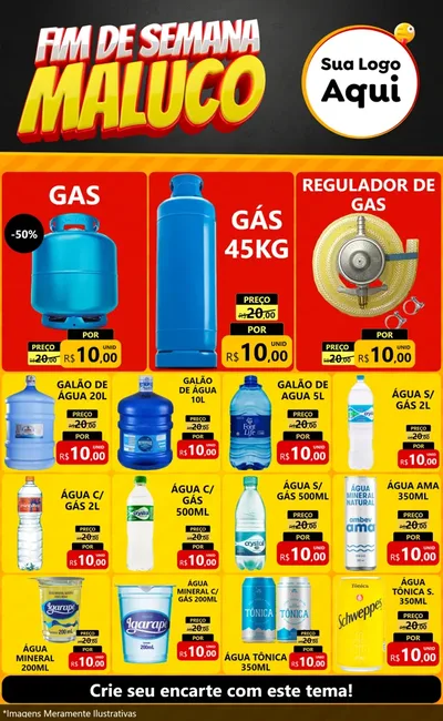 Modelo de Encarte para Encarte Grande com o tema Final de Semana Maluco para Água e gás
