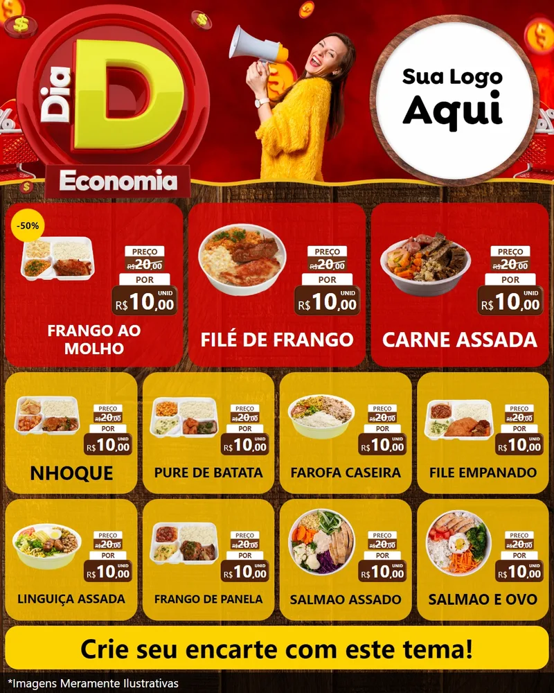 Modelo de Rede Social para Feed Instagram com o tema Dia D Economia para Restaurante