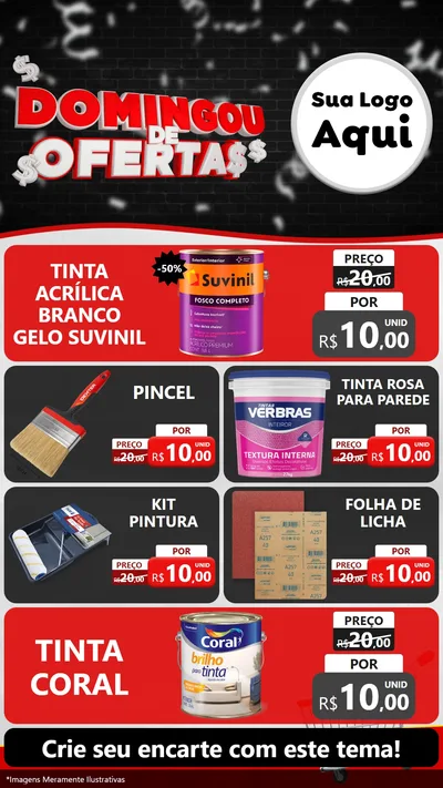 Modelo de TV para TV Vertical com o tema Domingou de Ofertas para Tintas e Ferramentas