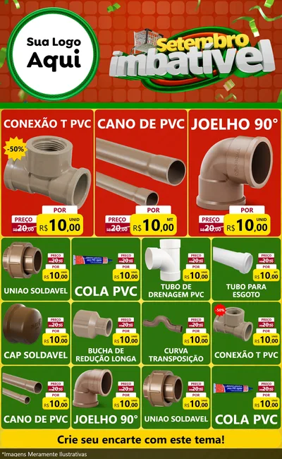 Modelo de Encarte para Encarte Grande com o tema Setembro Imbatível para Tubos e conexões