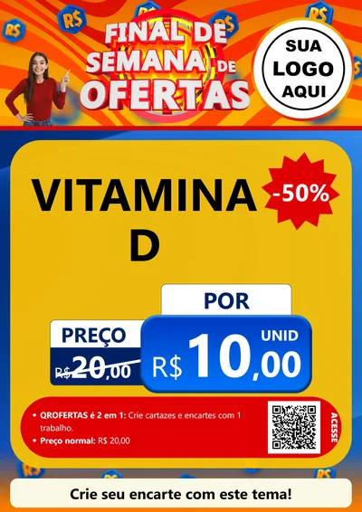 Modelo de Cartaz para Cartaz A4 Vertical com o tema Final de Semana de Ofertas para Farmácia