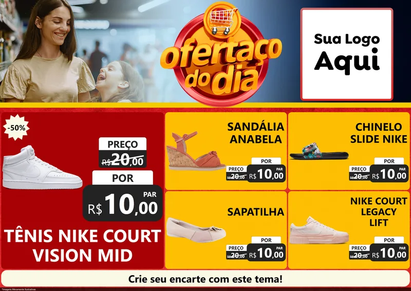 Modelo de Encarte para Encarte A4 Horizontal com o tema Ofertaço Do Dia para Calçados