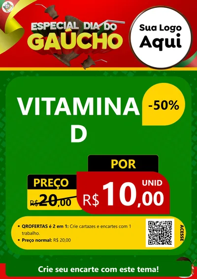 Modelo de Cartaz para Cartaz A4 Vertical com o tema Especial Dia do Gaúcho para Farmácia
