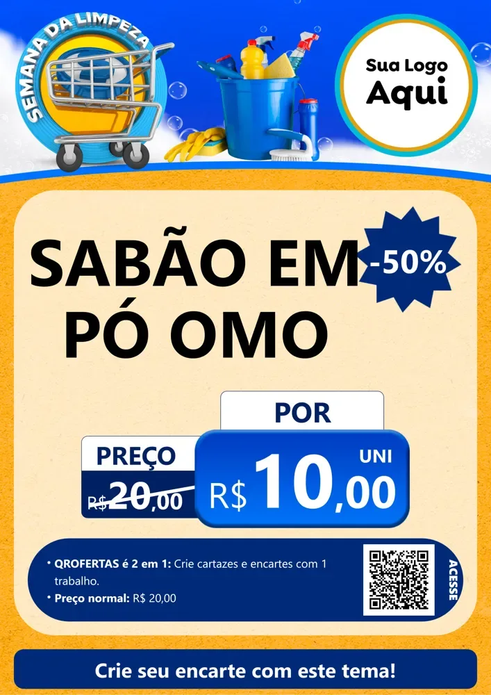 Modelo de Cartaz para Cartaz A4 Vertical com o tema Semana Da Limpeza para Produtos de Limpeza